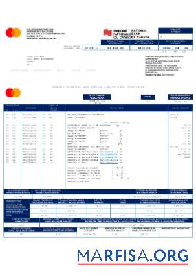 Printable Canada National bank of Canada bank statement word template